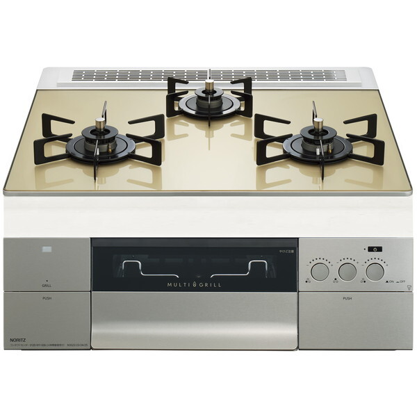 ビルトインガスコンロ プロパンガス用 3口 幅60cm N3S22PWASFSTEC-LP シャンパンゴールドガラストップ プログレ