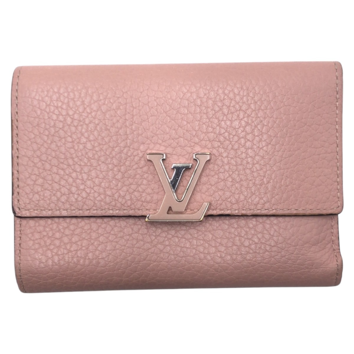 美品 ポルトフォイユカプシーヌ ピンク レザー M62156 三つ折り財布 折り財布 コンパクトウォレット レディース 500499