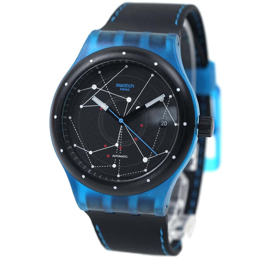 スウォッチ 腕時計 メンズ レディース 日付カレンダー 自動巻き ブラック ブルー swatch SISTEM BLUE SUTS401