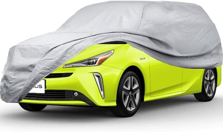 車カバー SUV ボディーカバー カーカバー 不織布 4層構造 裏起毛 自動車 コンパクト 防水防塵防輻射紫外線 黄砂対策 CM グレー( シルバー, 445x180x145 CM)