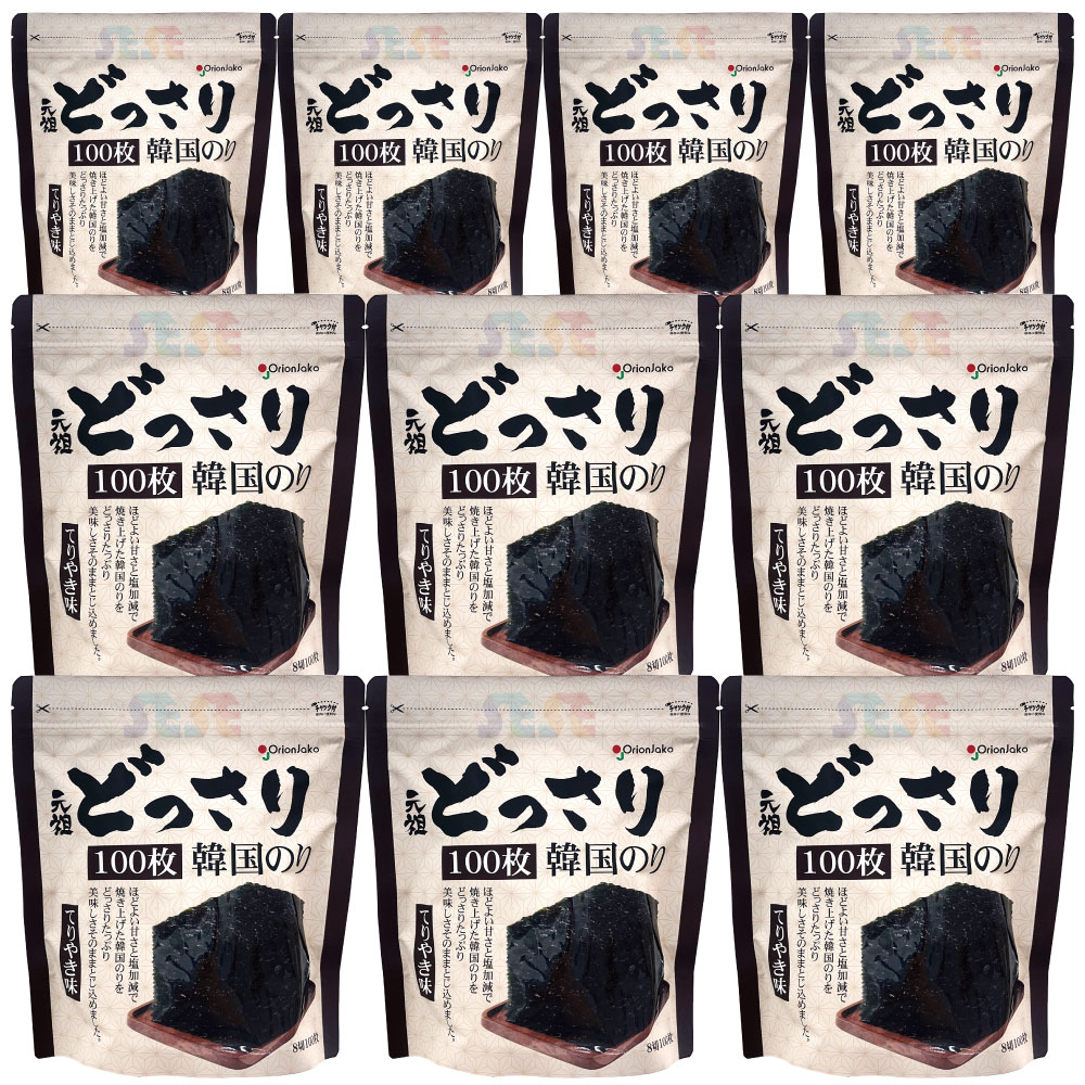 オリオンジャコー どっさり 韓国のり 10袋セット 100枚入 てりやき味 / チャック付き袋 Orionjako