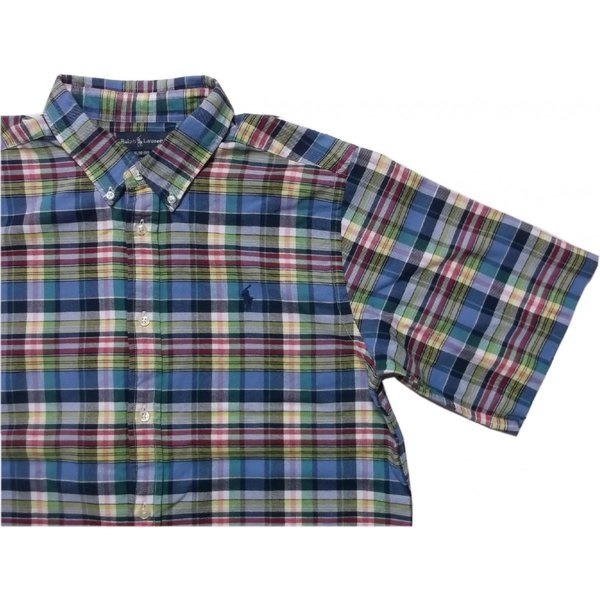 ボーイズサイズ 半袖 ボタンダウンシャツ ライトフランネル ブルー boys PR2-264