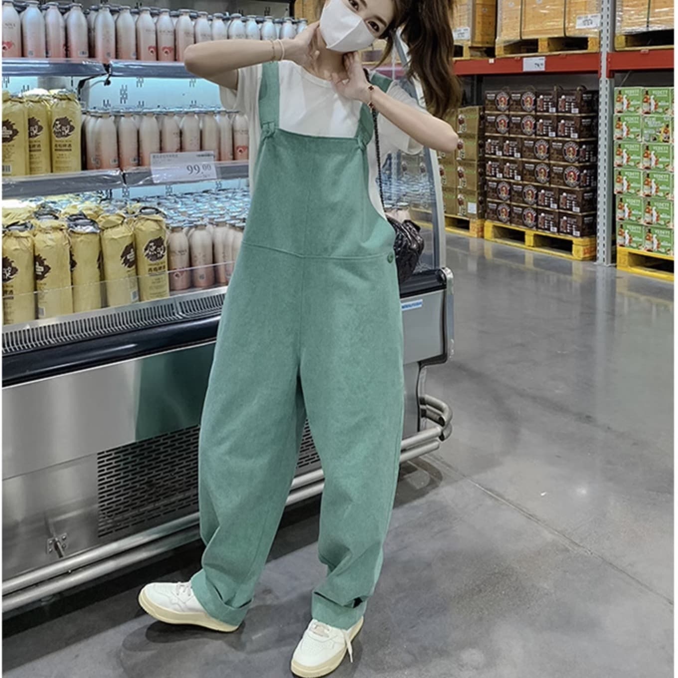 ボトムス パンツ オールインワン サロペット バギー ワイド 個性的 春服 夏服 秋服 冬服 マキシ丈 フルレングス 丈長 袖なし ノースリーブ スクエアネック 裾ワイド BIGシルエット