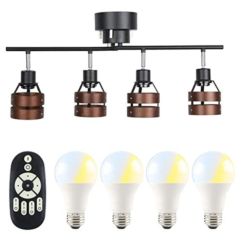 共同照明 シーリングライト 4灯 6畳 8畳 北欧 スポットライト 天井照明 GT-DJ-2DB-9WT-2 LED電球60W形付 調光 調色 リモコン対応 E26 ウッドリング カフェ風 天然木 リ 9,556円