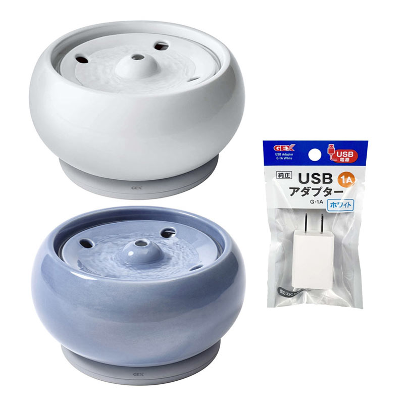 GEX　ピュアクリスタル　セラモ　1.8L　ホワイト / ブルー　USB電源＋純正USBアダプター