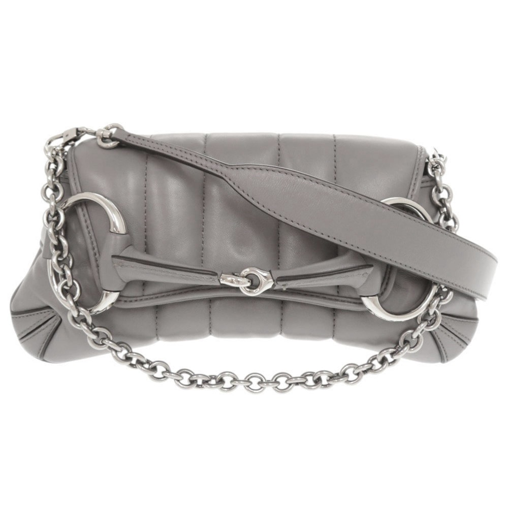 新品同様 ホースビット 764339 ショルダーバッグ レザー グレー 1515【中古】 レディース