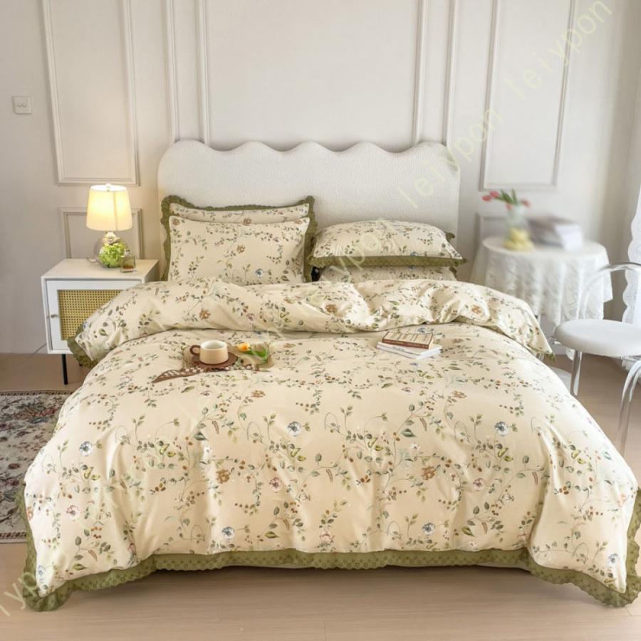 布団カバー シングル 34点セット春夏秋冬 布団セット フリル付き 可愛い 掛け布団カバー 花柄 掛け布団カバー かわいい 寝具カバーセット セミダブル