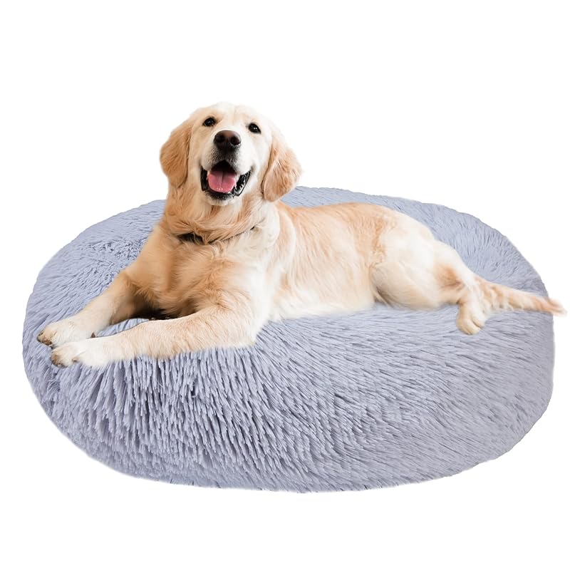 Aurako 70cm 犬ベッド猫ベッド ふわふわ 丸型 クッション ドーナツペットベッド ぐっすり眠る 猫用 小型犬用 もこもこ 暖かい 滑り止め 防寒 寒さ対策 洗濯可能 子犬 猫用 サイズ選択可