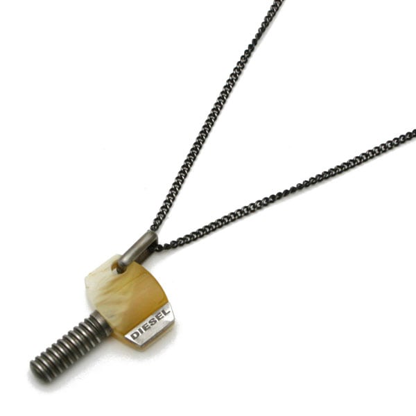 スクリューキー 鍵 ゼンマイペグ モチーフ ペンダント ネックレス クリームイエロー×ホワイト DX0500040