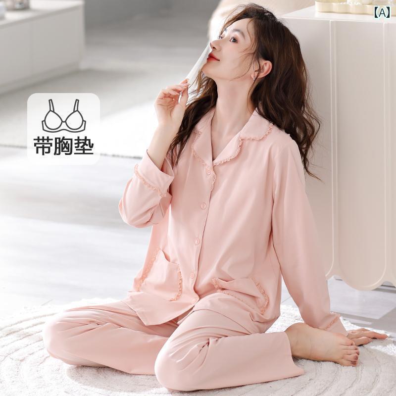 レディース　パジャマ　スウェット　上下 キャットマン パジャマ レディース 春秋 スタイル 2025 新型 胸 パッド 付き 綿 長袖 スーツ 柔らかい ホーム 服