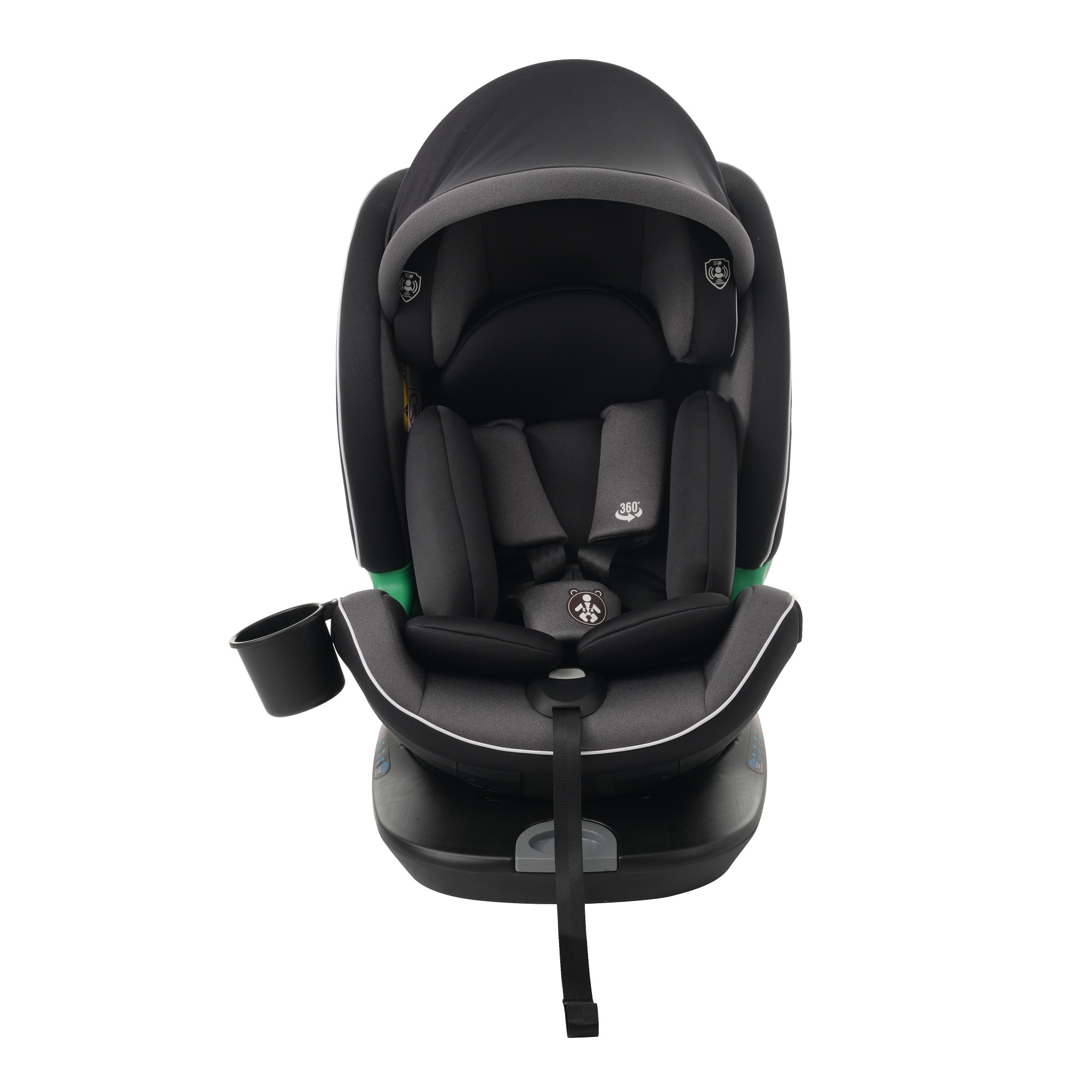 1728【トップテザータイプ】チャイルドシート 新生児 ISOFIX 0歳～12歳 360度回転式 40～150cm ジュニアシート 調節可能 洗える キャノピー付き ベビーシート ドリンクホルダー付
