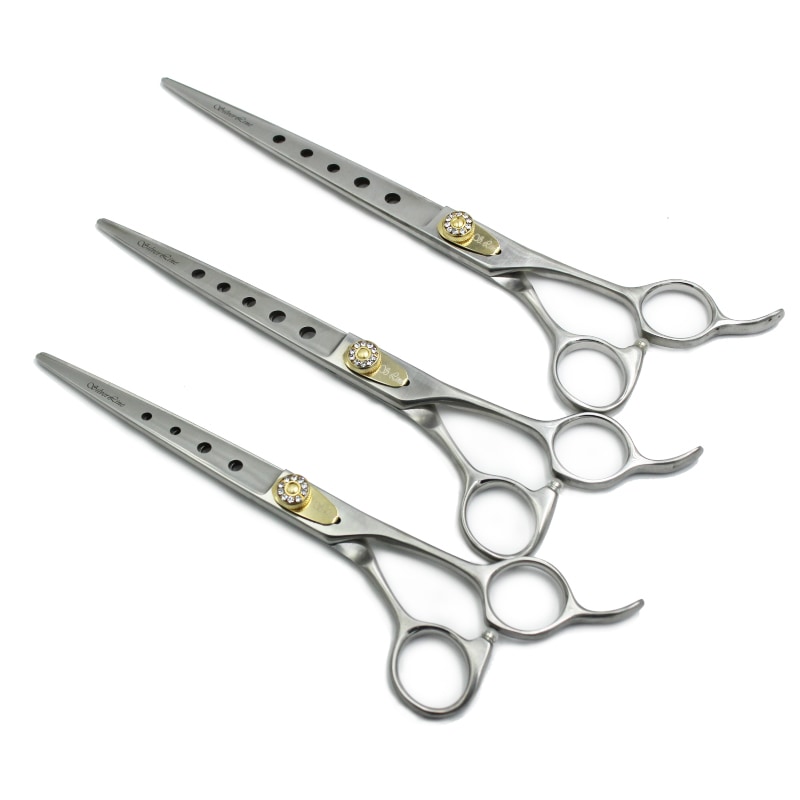 [S700/750/800]穴あきストレートハサミ 軽さ 軽量ハサミ 普及型 切削力 セルフ美容 ビション マルチーズ 愛犬美容 軽くカッティング スリムさ