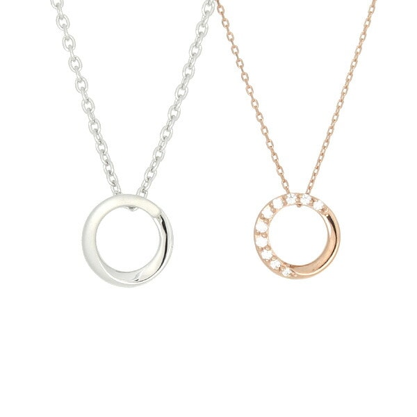 リボン済＆紙袋 正規品 ペアネックレス レディース メンズ サークルモチーフ 4度 ペンダント プレゼント シルバー 祝い 喜ばれるギフト