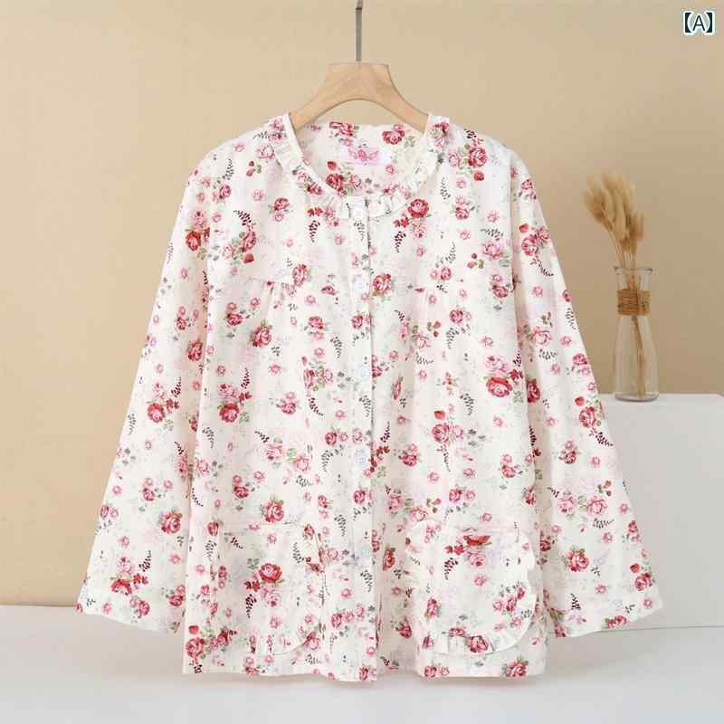 ルームウェア 部屋着 レディース 長袖 婦人 ミセス 高齢者 綿 ワンピース トップス ツイル 薄手 パジャマ ホームウェア