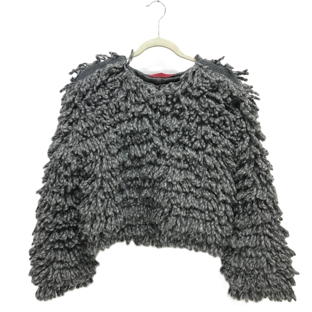 VALENTINO ヴァレンチノ カーディガン S44GP0017 フリンジ ニット アパレル ジャケット アウター ショート丈 キュプラ グレー