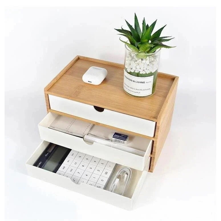 卓上収納 デスクトップ収納 ホワイトブラック メガ割 卓上チェスト 机上収納 机上ラックおしゃれ lck 竹製 引き