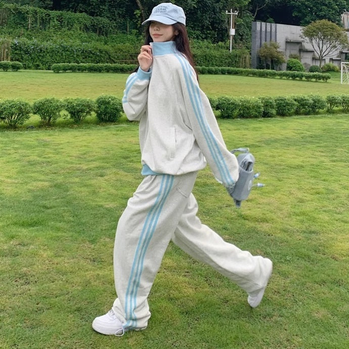 セットアップ レディース サイドライン スウェット ジャージ 韓国 ファッション トラックジャケット ラインパンツ 上下セット かわいい