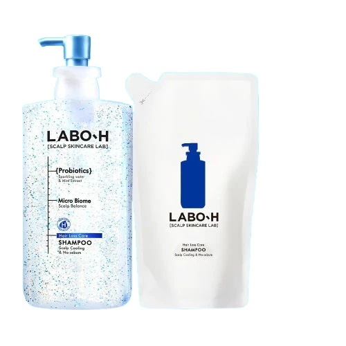 ラボエイチ 冷却 ノーセバム シャンプー 1,350ml リフィルセット (750ml+600ml) / 大容量 詰め替え 瞬間冷却 脂性肌 べたつき解消