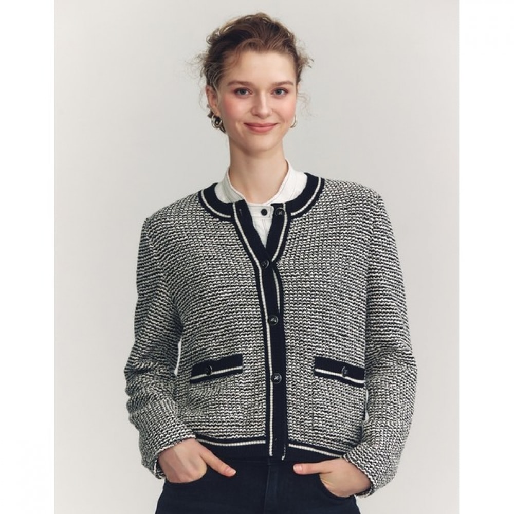 (ヘッジズレディース) 24FW ニットライクショートジャケットホワイト HSJA4C702WT