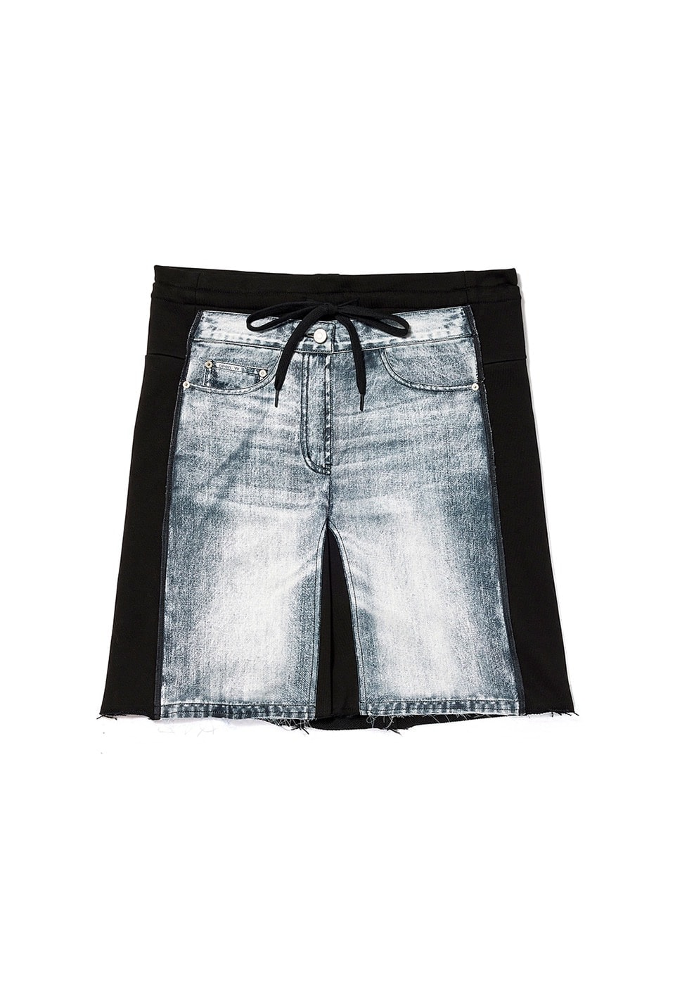 【OPEN Yy】 JEAN EFFECT JERSEY SHORTS : BLACK