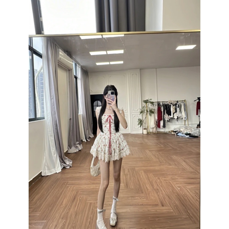 【1つ買うと10つ無料】夏のバラの庭の風の壊れた花のスカートピュアレースレースプリンセスドレス