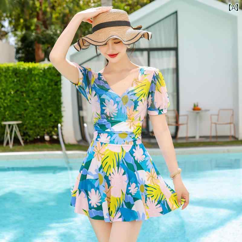 ワンピース 水着 大きいサイズ お腹周り カバー スリム見せ レディース 女性用 婦人用 スイムウェア 温泉 海 プール サマーレジャー レトロ ユニーク