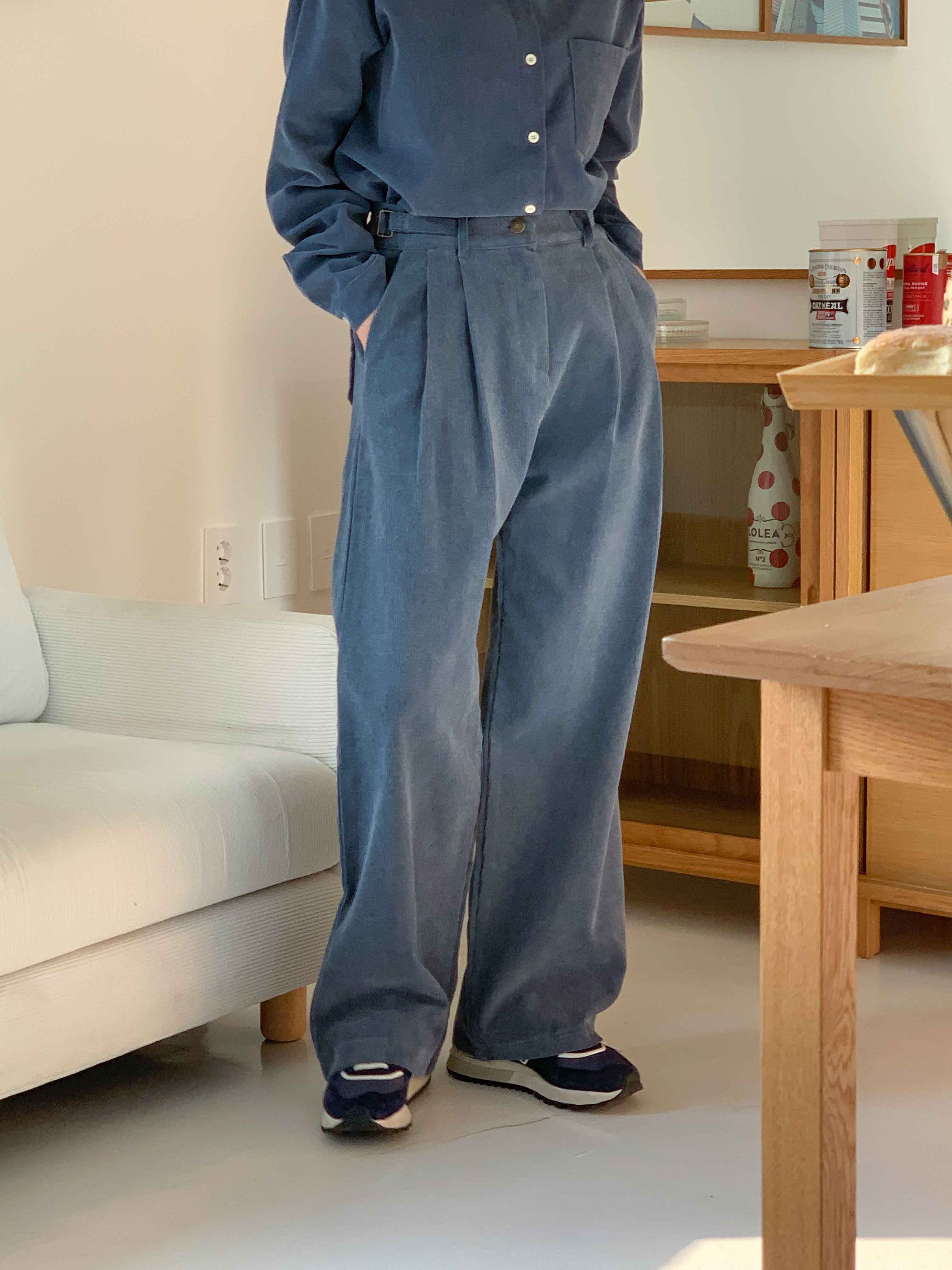 ピグメント コーデュロイ ビジョバックル コーデュロイ ワイドパンツ 2col