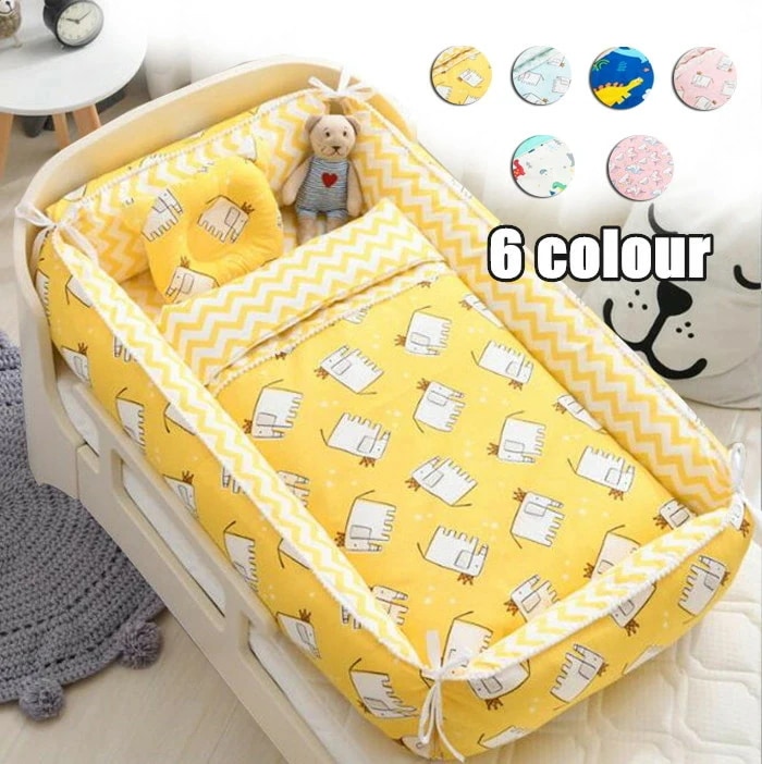 【急速出荷!】ベビーベッド ベッドインベッド 添い寝ベッド ベビーベッドガード 3点セット 布団 まくら寝返り防止 洗濯可能 オムツ換え 枕付き 転落防止 持ち運び ベビーベッドガード 赤ちゃん 癒し