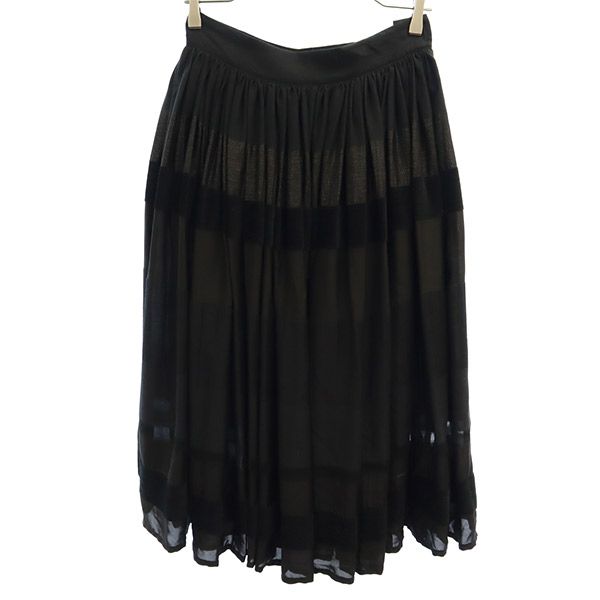 リミフゥ ボーダー柄 シアー ロングスカート S ブラック LIMI feu レディース