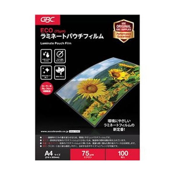 （まとめ）アコ・ブランズ ECOパウチフィルムA4 75μ YV075A4Z 1パック（100枚）(×10セット)