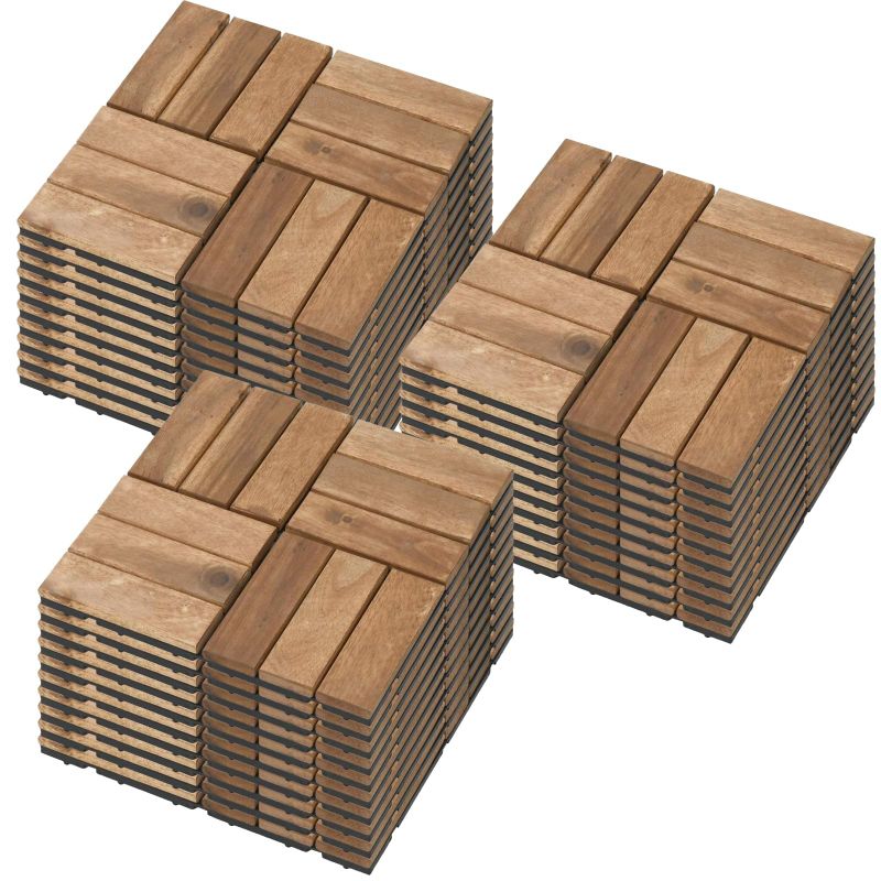 天然木ウッドパネル ガーデンタイル (30枚セット) 12分割タイプ 天然木アカシア材 NAJT-12*(BR)1P*30