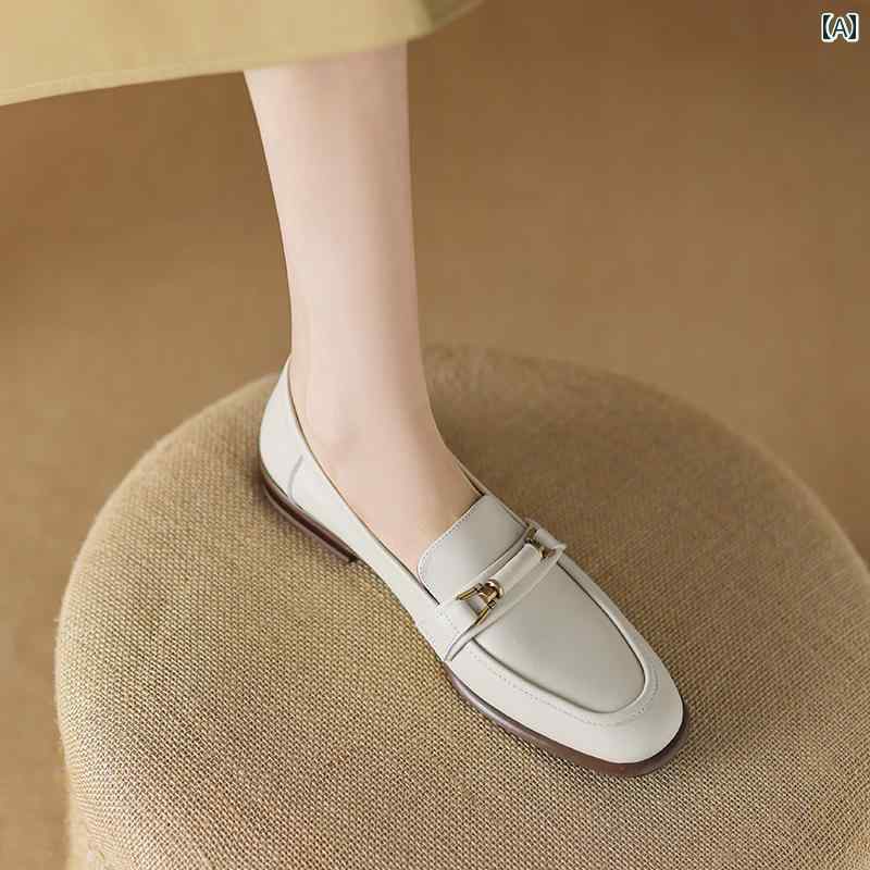 ローファー レディース 通学 通勤 学生 カレッジ 仕事 オフィス 女性 ラウンドトゥ 革 スタイル フレンチ フラットソール スリッポン 婦人靴 メタル バックル シンプル 革靴 8,480円