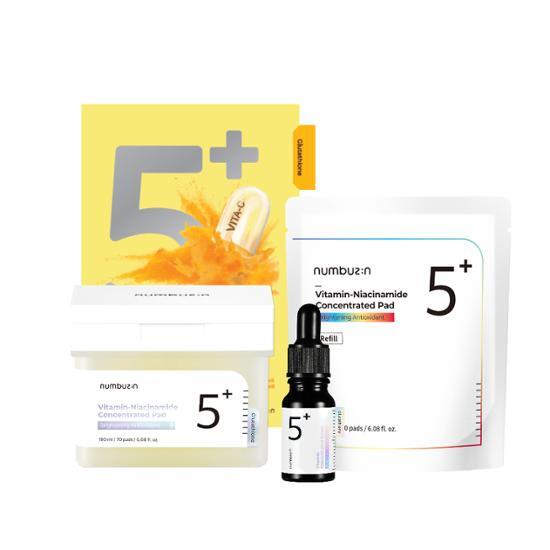 numbuzin ナンバーズイン 5番グルタチオン氏跡フィルムパッド70枚+詰め替え70枚アンプル7mlパック1枚