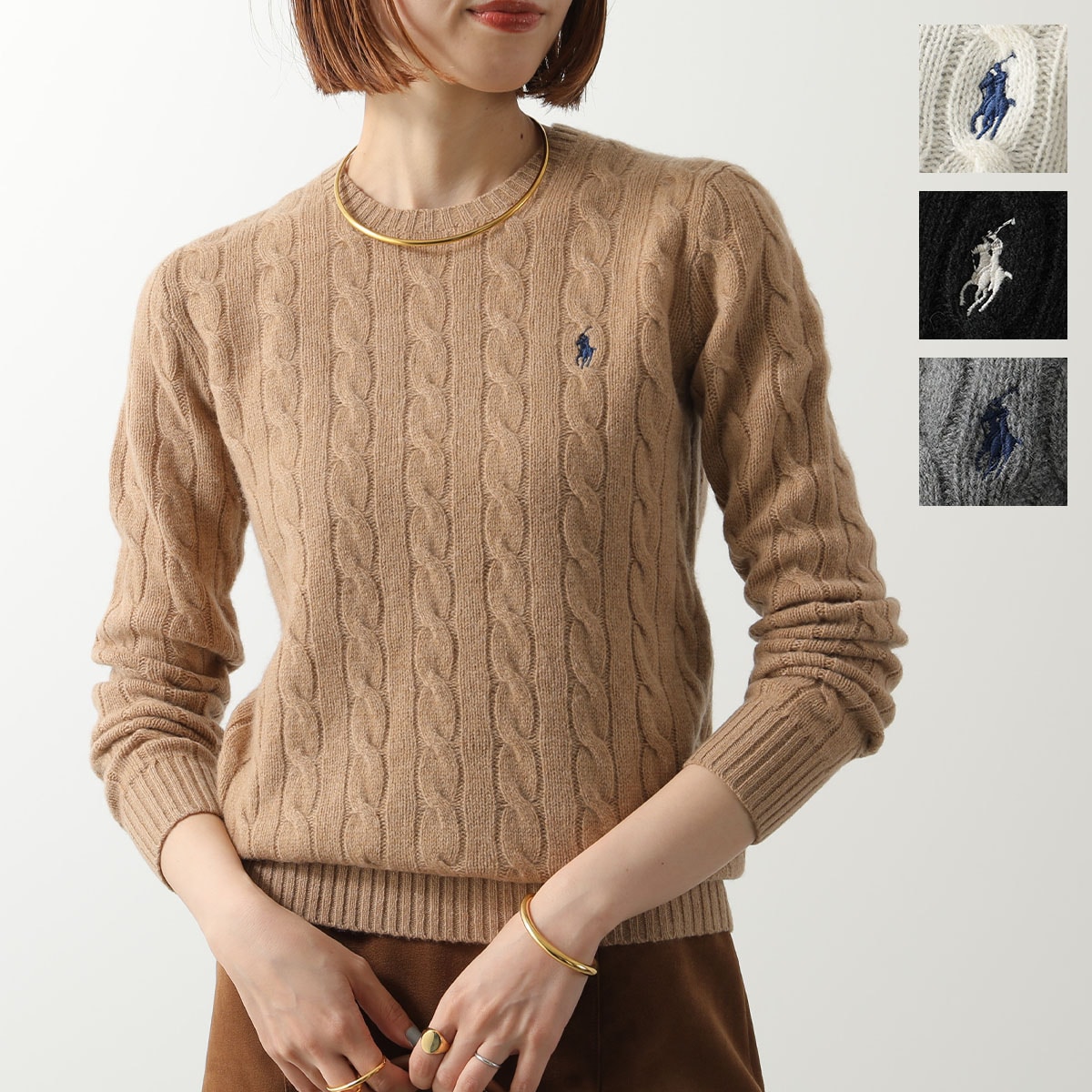 Polo Ralph Lauren ポロラルフローレン セーター 211971865 レディース ウール カシミヤ ケーブル ニット 長袖 クルーネック ボニー刺繍 カラー4色 24,169円