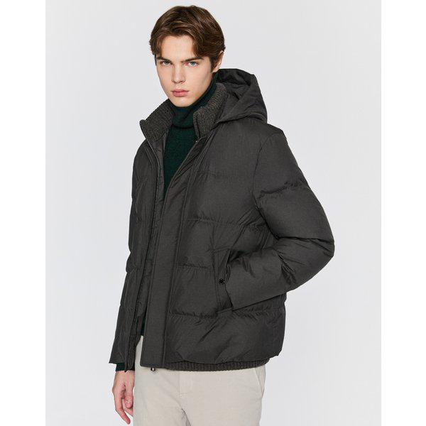 [25FW] [LIMONTA] グレーフード取り外しニットネックグースダウンジャンパー DMJU5D003G2