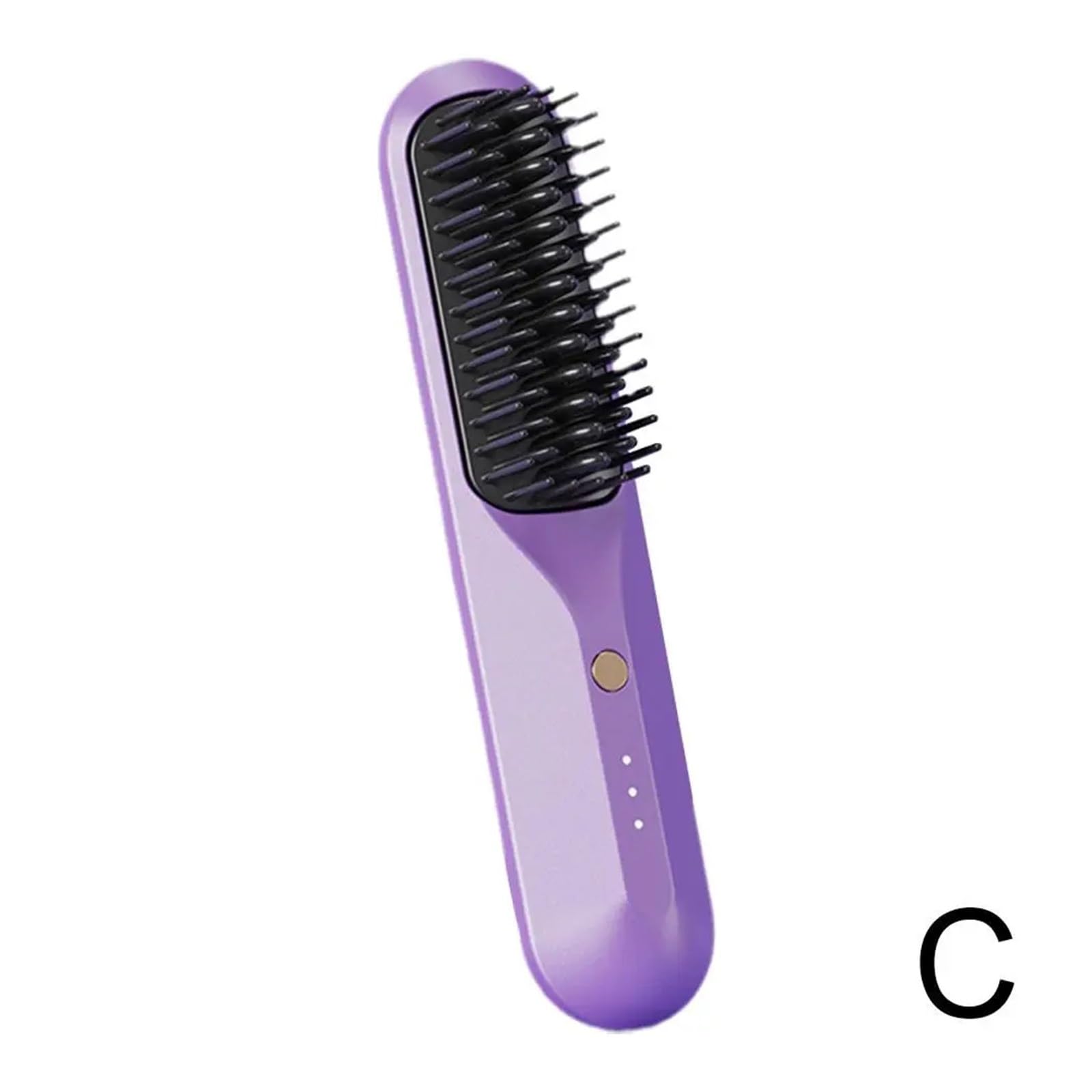 2 で 1 ワイヤレスヘアストレートナーヘアカーラーホットコームドライヤーと矯正ブラシ 2600mAh ヘアスタイリング器具ヘアクリンパー cuicui(Color:Purple)