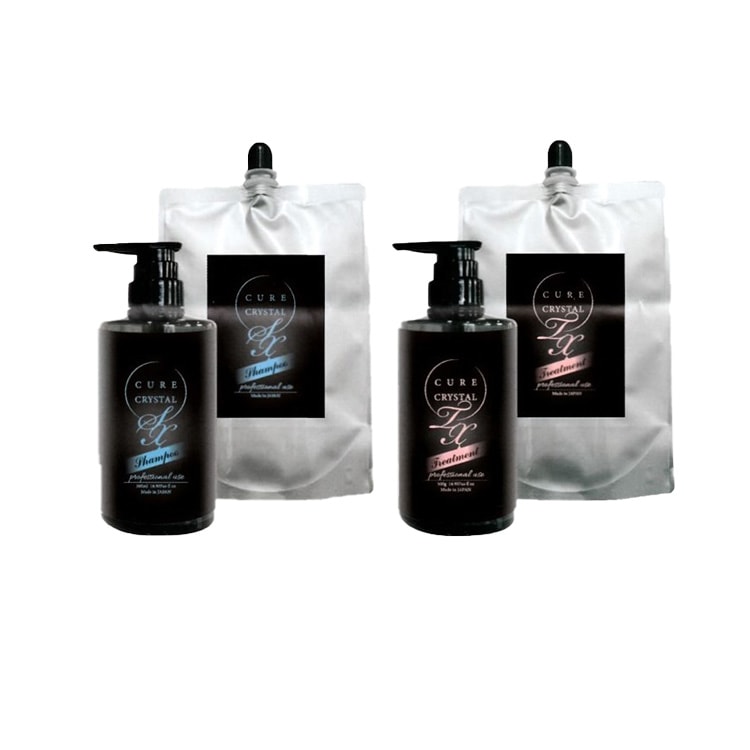 ダブル成分トステア・エルカラクトンで理想の髪へ　キュアクリスタル シャンプーSX／トリートメントTX　レフィル 1000g　ダメージ ヘア ストレート うねり 髪質改善 しっとり　保湿