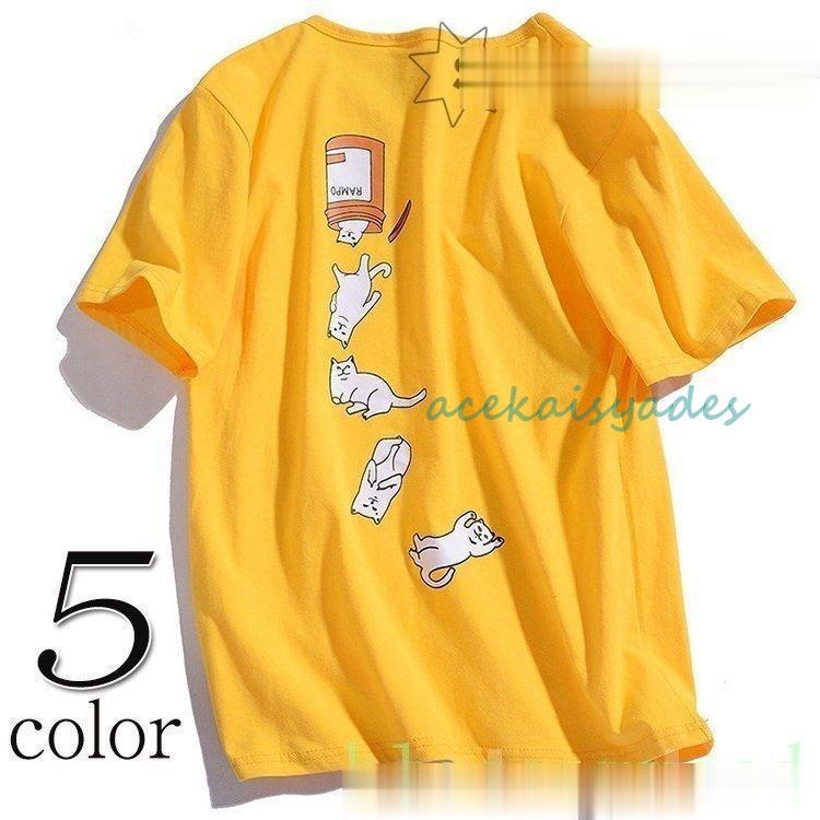 【2025新作SALE】カットソーレディースメンズロンティー半袖夏tシャツ綿100％猫柄カジュアル2025春夏