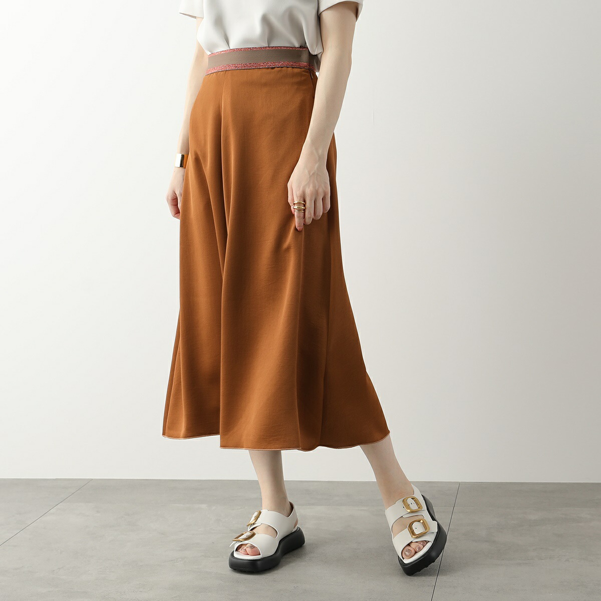 MAX MARA Weekend マックスマーラ ウィークエンド ロングスカート EURO ユーロ レディース サテン Aライン フレア ラメ グリッター 011