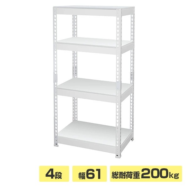 メタル＆ウッドラック シェルフ 棚付き 4段 幅60タイプ MK-KT24N WH