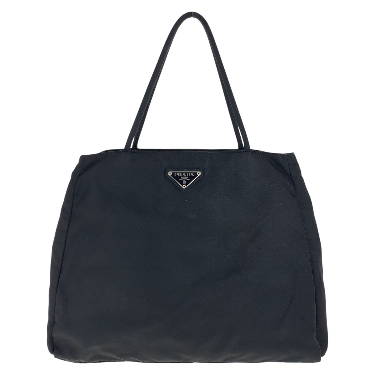 美品 テスート 三角ロゴプレート ブラック 黒 シルバー金具 ナイロン トートバッグ ハンドバッグ レディース 501618