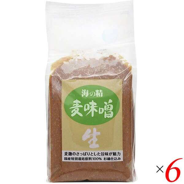 海の精 国産特栽 麦味噌 1kg 6個セット