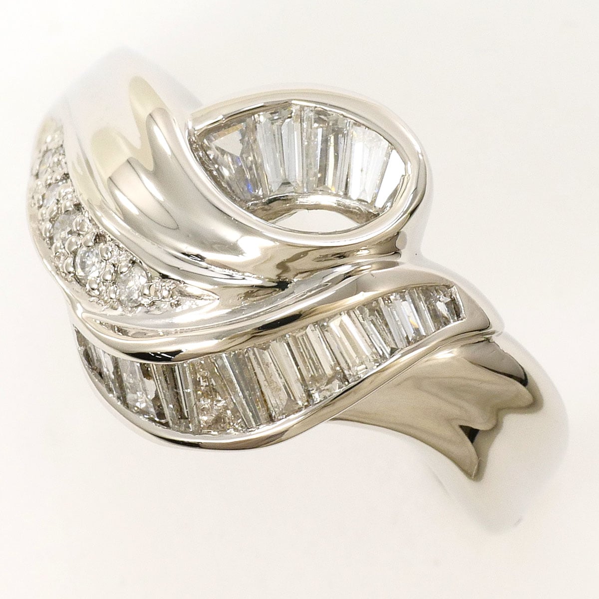 PT850 プラチナ リング・指輪 14号 ダイヤモンド 0.50ct 鑑別書 総重量約6.5g 中古
