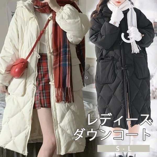 ダウンコート レディース リボン ミモレ丈 ミディアムコート 冬服 フード付き ダウン ダウンジャケット アウター 冬 かわいい 学生 通勤 女の子 カジュアル 小柄 着痩せ コート 長袖 袖あり 厚