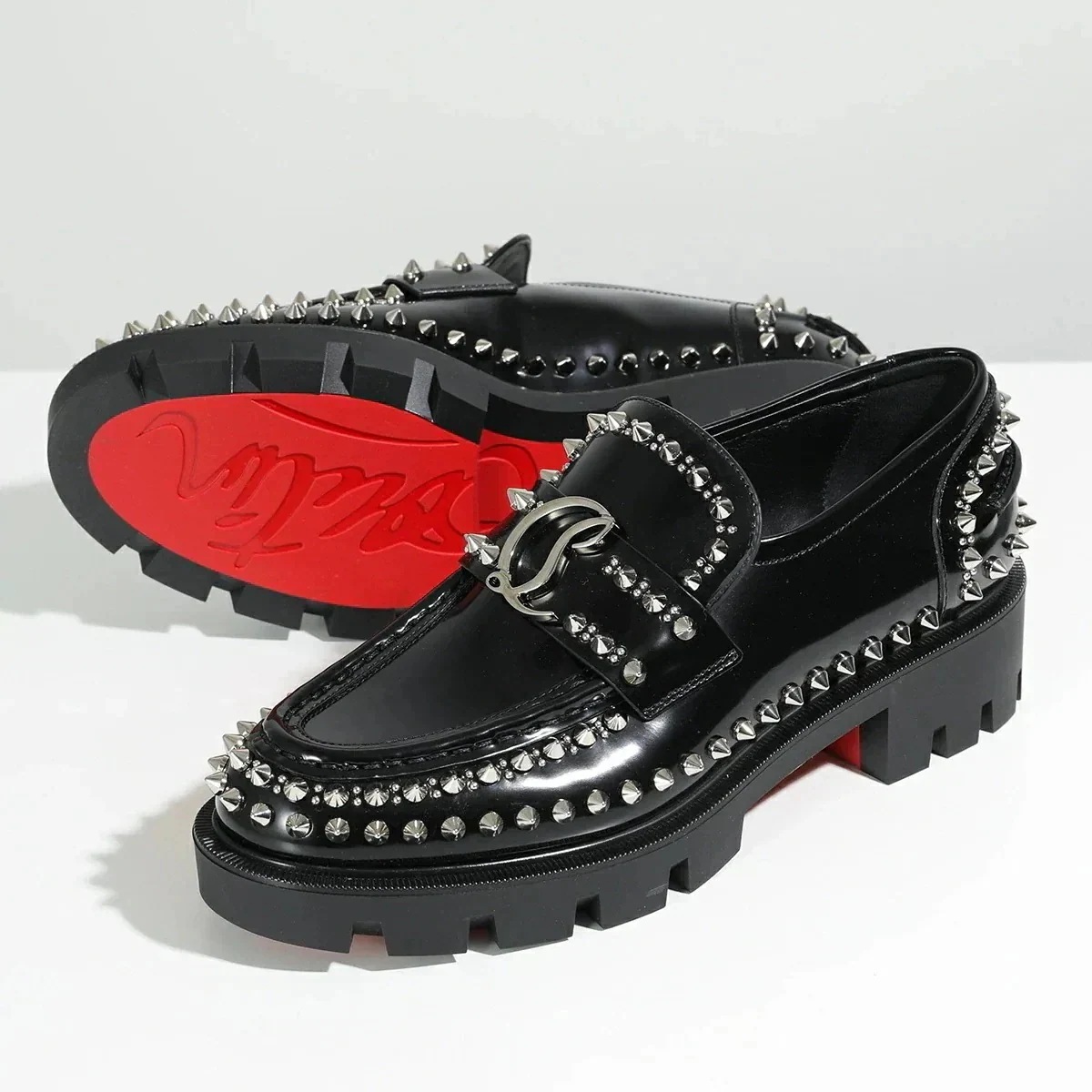 Christian Louboutin クリスチャンルブタン ローファー MOC LUG SPIKBS FLAT 3230797 レディース CLロゴ スタッズ
