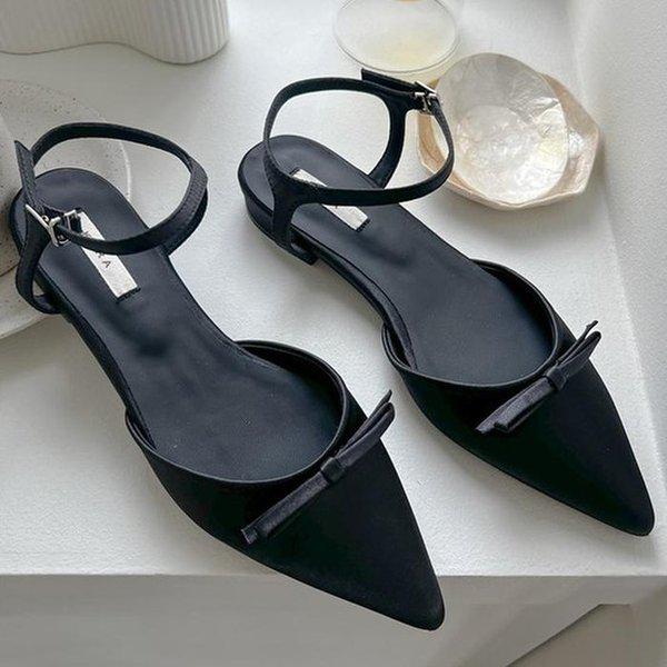 女性スリングバックサンダル 夏のサテンドレスシューズ