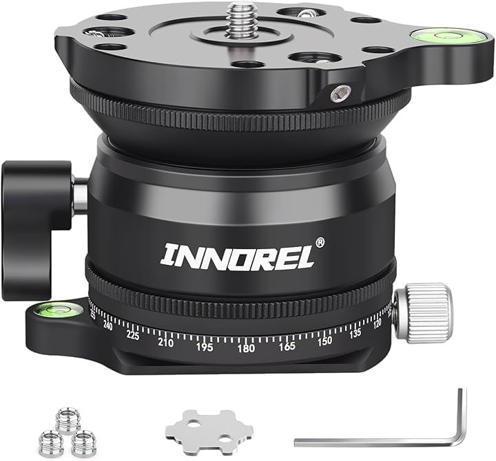 カメラ レベリングベース+パノラマパンキット 三脚ヘッド 360度回転 水平雲台 CNCアルミ合金 レベラースタンド ブラケット( レベリングベース＆パノラマパンベース キット)