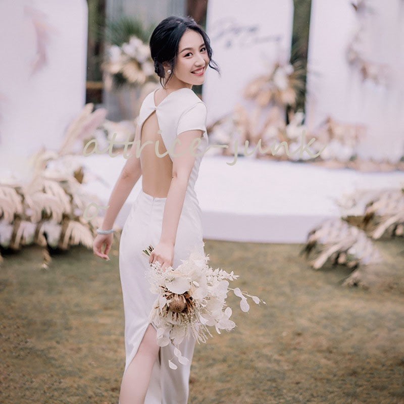 ウェディングドレス 二次会 結婚式 パーティードレス 白ワンピース 花嫁 ロングドレス 旅行撮影ドレ