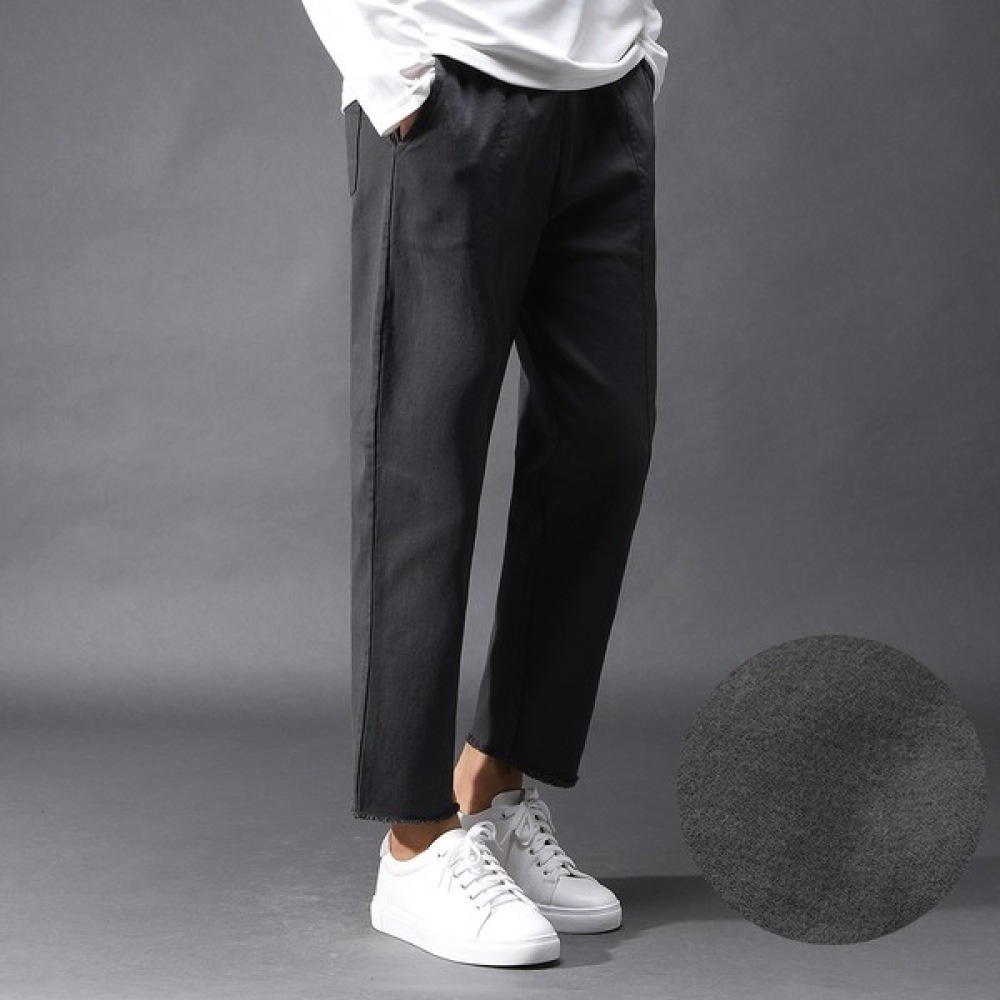 (Juans) メンズフリースコットンウォッシュスパンセミワイドクロップパンツ FICP3483