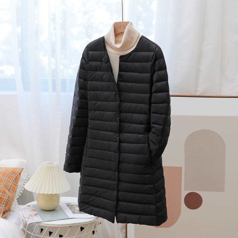 ダウンジャケットレディース インナーダウン ウルトラライトダウン ロング丈 ラウンドネック 軽量 防寒 暖かい シンプル ウルトラライト ダウン コート 春秋冬 シルエット 通勤通学 上着 韓国風 軽